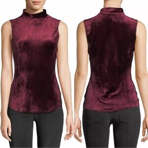 Theory Mock-Neck Sleeveless Slim Velour Knit Tank size Small